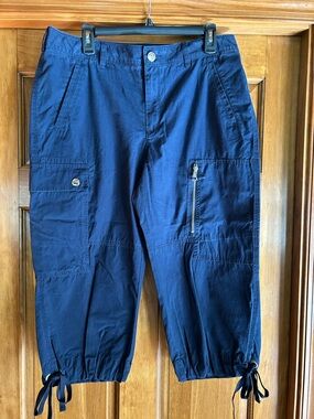 Lauren Jeans Company Navy Cargo Capris with Drawstring Hem